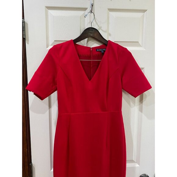 Brooks Brothers Red V-Neck Sheath Dress With Short Sleeves Womens Size 4 - Picture 9 of 12